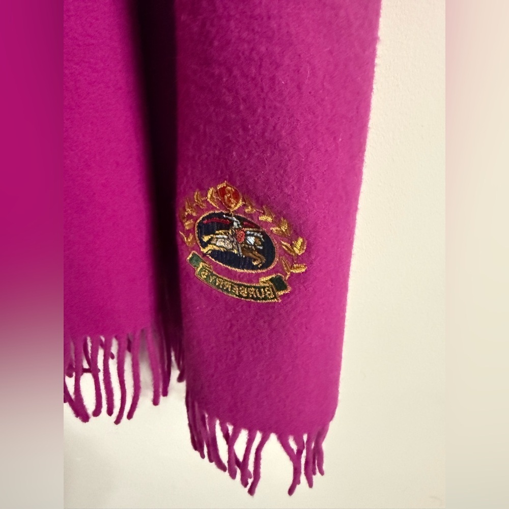 Burberry Burberrys Vintage Scarf Classic Solid 100% Lambswool England Pink - Picture 3 of 5